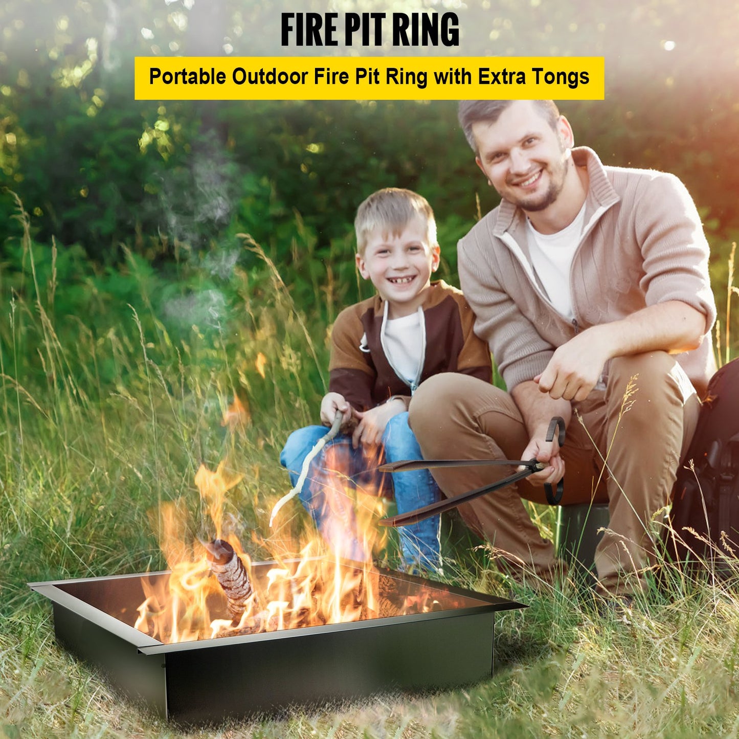 Fire Pit Ring, 36-inch Outer/30-inch Inner Diameter Fire Pit Insert, 1.5mm Thickness Fire Ring, DIY Steel Ring with Pliers in the Ground Fire Pit Liner for Outdoor, Patio, Backyard