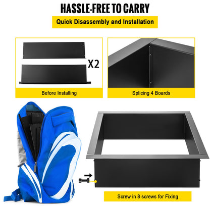 Fire Pit Ring, 36-inch Outer/30-inch Inner Diameter Fire Pit Insert, 1.5mm Thickness Fire Ring, DIY Steel Ring with Pliers in the Ground Fire Pit Liner for Outdoor, Patio, Backyard