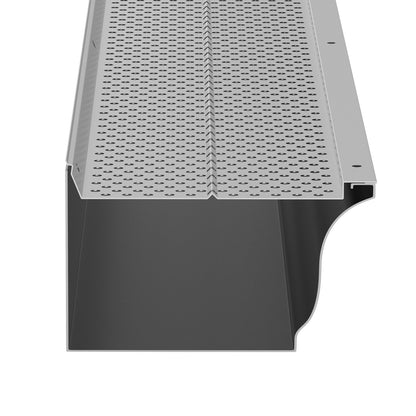 Dachrinnenschutz, 5 Zoll Breite, Aluminium-Laubfilter, DIY-Dachrinnenschutz, 52 Stück, 208 Fuß Gesamtlänge, 0,157 Zoll Lochdurchmesser und 0,02 Zoll Dicke, Raptor-Dachrinnenschutz, passend für alle Dach- oder Dachrinnentypen