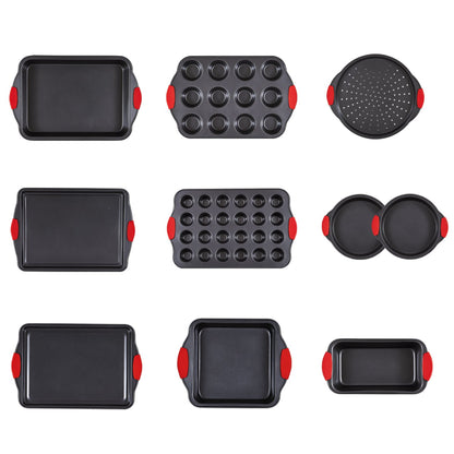 Baking tray set 10-piece nonstick carbon steel set with silicone handle
