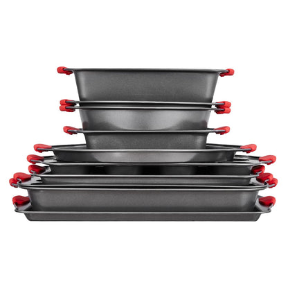 Baking tray set 10-piece nonstick carbon steel set with silicone handle