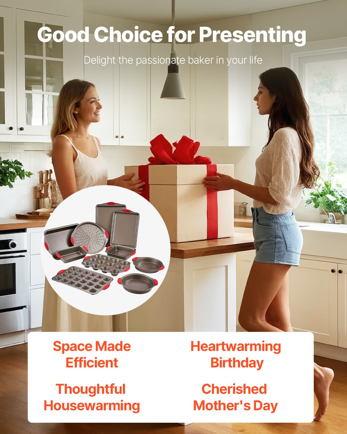 Baking tray set 10-piece nonstick carbon steel set with silicone handle