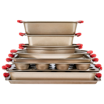 Baking tray set 10-piece nonstick carbon steel set with silicone handle