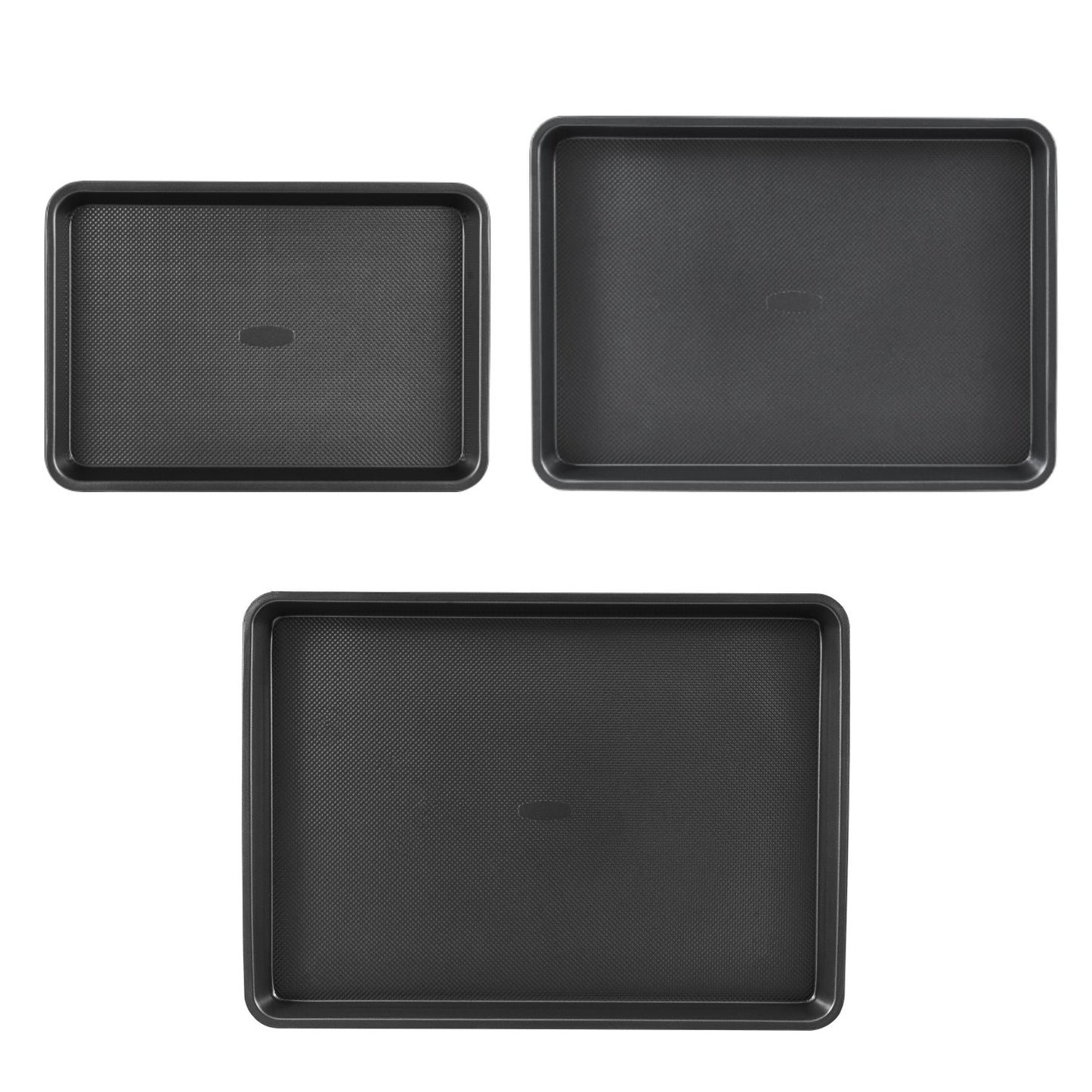 Baking tray set 3-piece nonstick carbon steel set with silicone handle