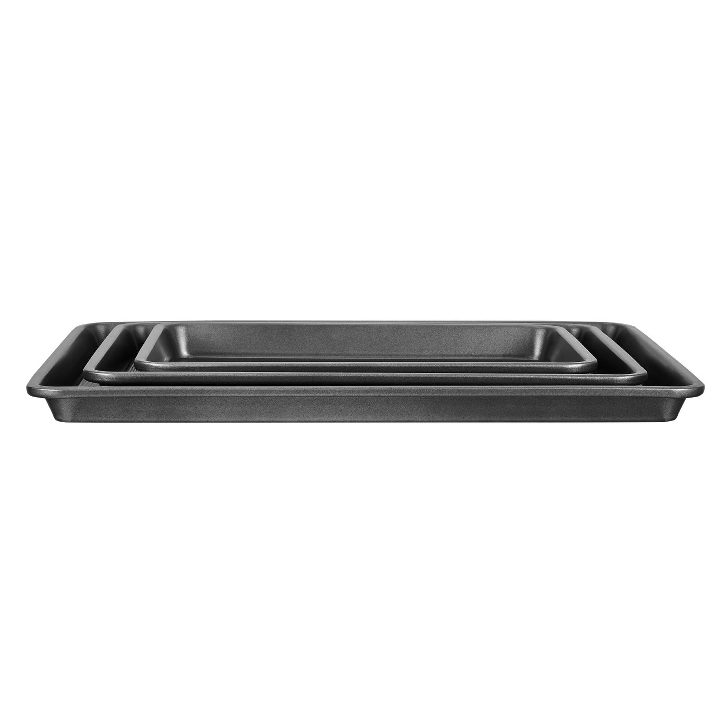 Baking tray set 3-piece nonstick carbon steel set with silicone handle