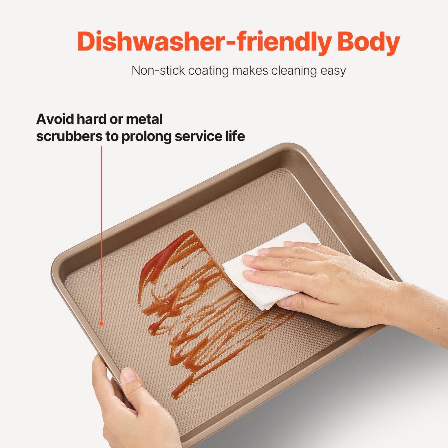 Baking tray set 3-piece nonstick carbon steel set with silicone handle