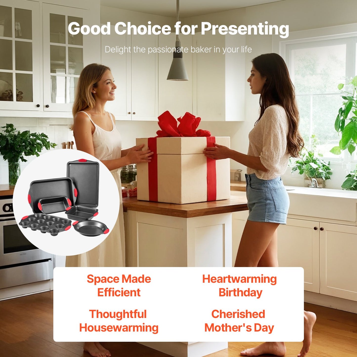 Backblech-Set 6-teilig Antihaft-Carbonstahl-Set mit Silikongriff