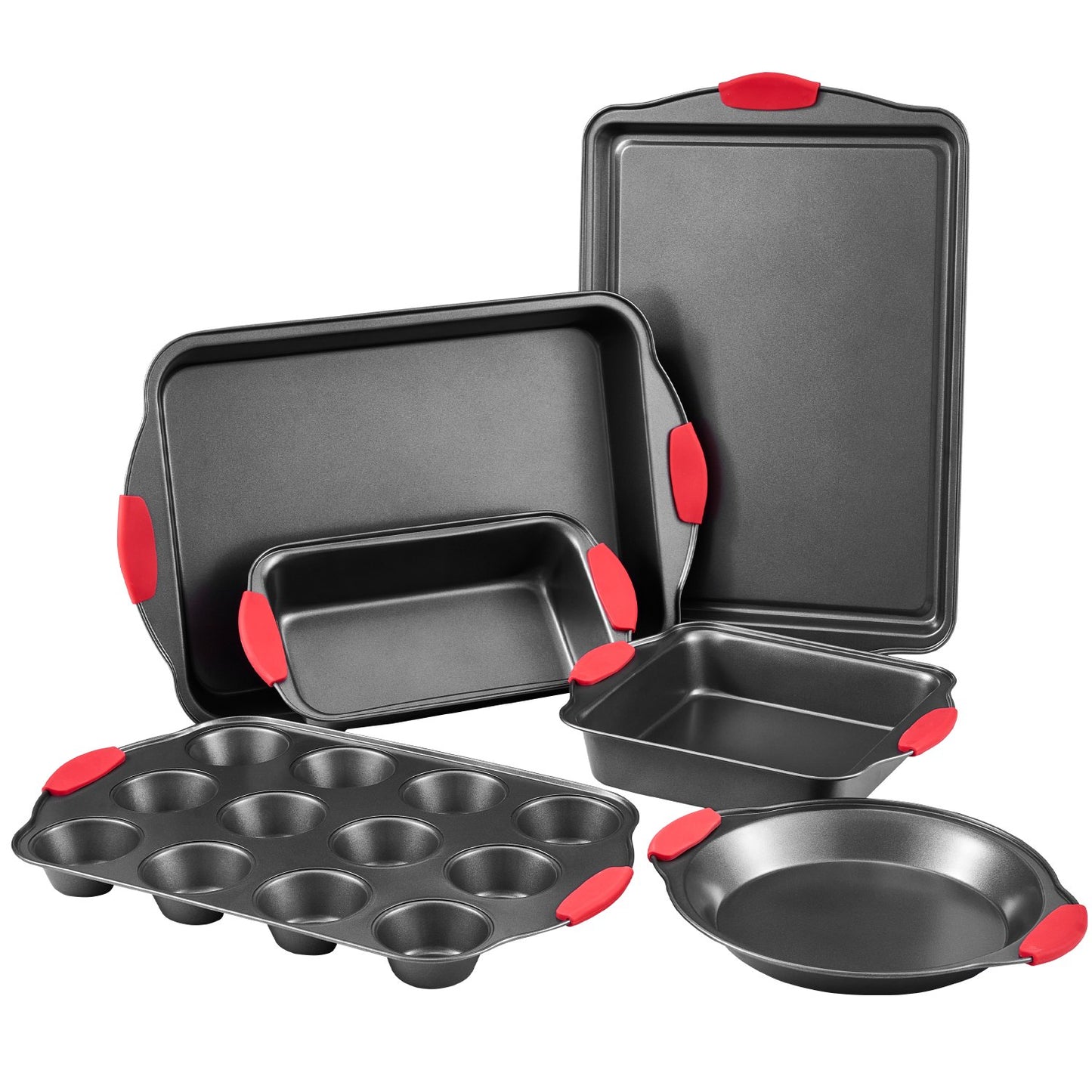 Backblech-Set 6-teilig Antihaft-Carbonstahl-Set mit Silikongriff