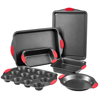 Backblech-Set 6-teilig Antihaft-Carbonstahl-Set mit Silikongriff