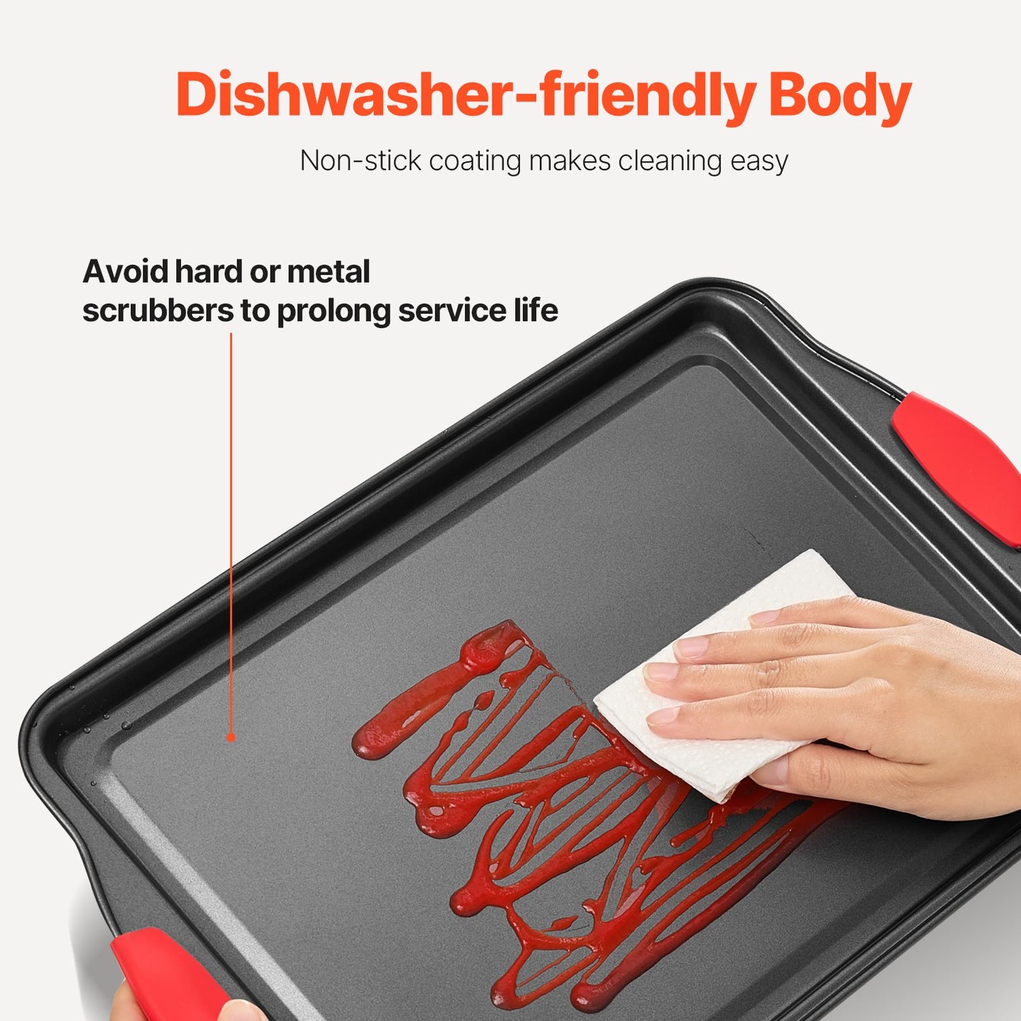 Baking tray set 8-piece nonstick carbon steel set with silicone handle