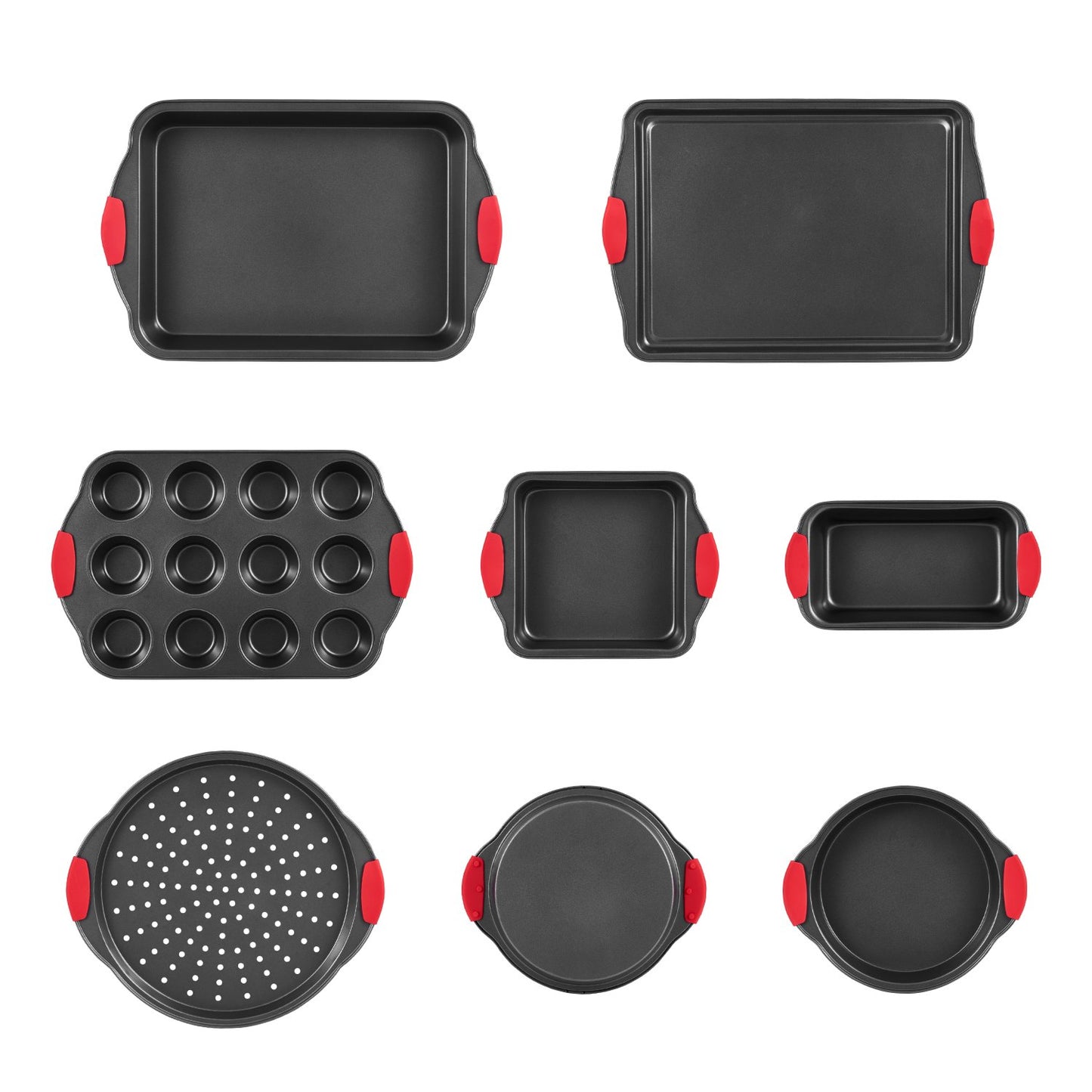 Baking tray set 8-piece nonstick carbon steel set with silicone handle