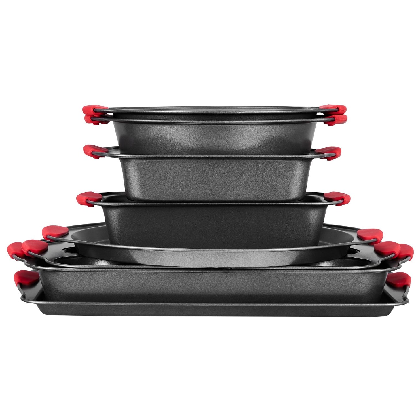 Baking tray set 8-piece nonstick carbon steel set with silicone handle