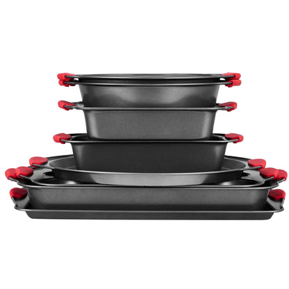 Baking tray set 8-piece nonstick carbon steel set with silicone handle