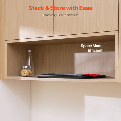 Bakplåtsset 3-delat nonstick kolstålset med silikonhandtag