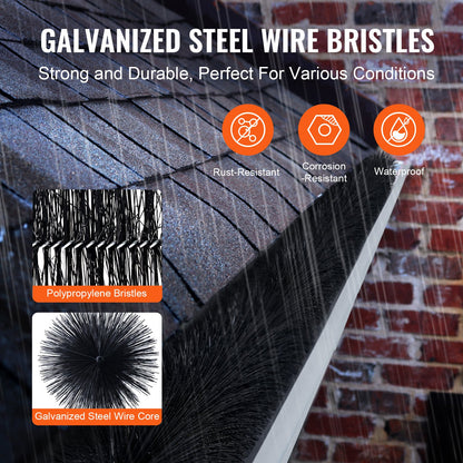 Rännborste, 120 fot total längd 4,33 tum diameter rännrengöringsverktyg, marknära rännborste Lövskydd för 5 tums rännor, lätt att rensa taklöv och skräp, 40 st.