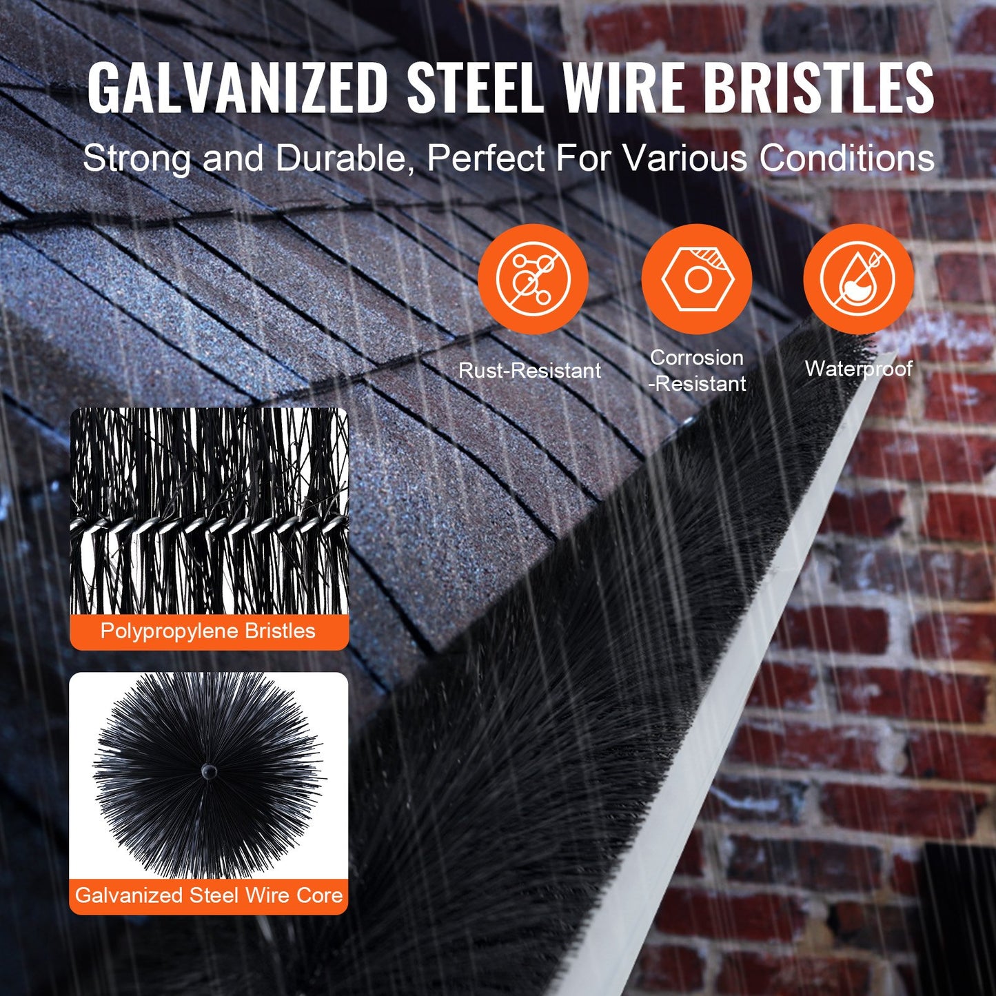 Dachrinnenbürste, 60 Fuß Gesamtlänge, 5,25 Zoll Durchmesser, Dachrinnenreinigungswerkzeug, bodennahe Dachrinnenbürste, Laubschutz für 5-Zoll-Dachrinnen, einfaches Entfernen von Blättern und Schmutz vom Dach, 20 Stück.