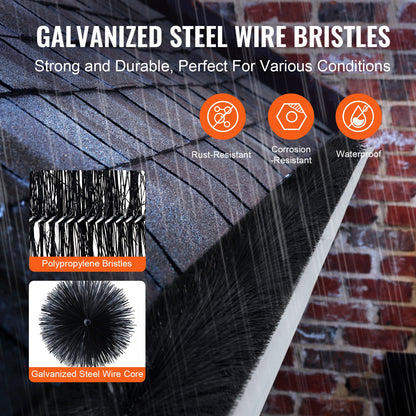 Dachrinnenbürste, 60 Fuß Gesamtlänge, 5,25 Zoll Durchmesser, Dachrinnenreinigungswerkzeug, bodennahe Dachrinnenbürste, Laubschutz für 5-Zoll-Dachrinnen, einfaches Entfernen von Blättern und Schmutz vom Dach, 20 Stück.
