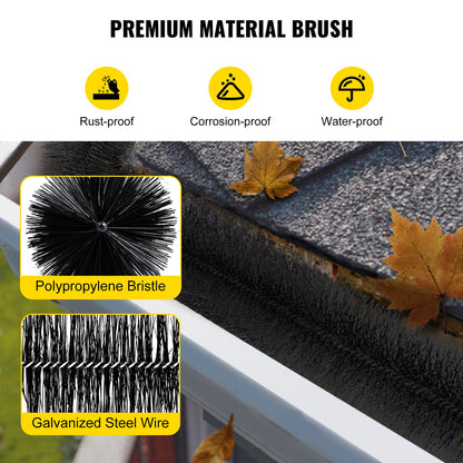 Gutter Guard Brush with 120 FT Length Bristles, 4.33 Inch Dia. Gutter Brush Blade Guard Fits for 5 Inch Gutter, Galvanized Steel Wire Gutter Brush, No Tools, DIY Gutter Blade Guard to Keep Debris Out