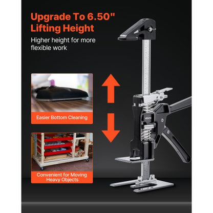 Arbetsbesparande Domkraft 2 st 200 kg Kapacitet 2 Lyftlägen upp till 165 mm Svart