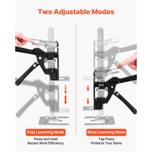 Arbetsbesparande Domkraft 2 st 200 kg Kapacitet 2 Lyftlägen upp till 165 mm Svart
