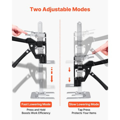 Arbetsbesparande Domkraft 2 st 200 kg Kapacitet 2 Lyftlägen upp till 165 mm Svart