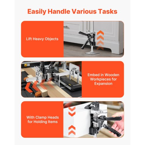 Arbetsbesparande Domkraft 2 st 200 kg Kapacitet 2 Lyftlägen upp till 165 mm Svart