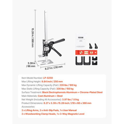 Arbeitssparender Wagenheber 2 Stück 150 kg Tragkraft Hub bis 250 mm Schwarz