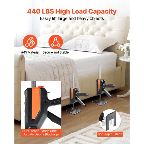 Arbeitssparender Wagenheber 2 Stück 200 kg Kapazität 2 Hubpositionen bis 195 mm Schwarz