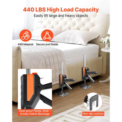 Arbeitssparender Wagenheber 2 Stück 200 kg Kapazität 2 Hubpositionen bis 195 mm Schwarz