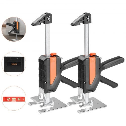 Labor Saving Arm Jack, 2 PCS 440 lbs Bearing Capacity, Lifting up to 7.7", Metal Hand Lifting Jack Tool with Magnetic Level, 2 Adjustment Modes, for Door, Window, Furniture, Woodworking, Black