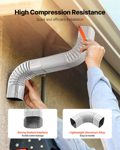 Downspout Gutter Elbow, fits 3x4 Inch Style A L-Shaped, Interface Size 3.1x4.3 in / 78x108 mm, Aluminum Alloy 90 Degree Gutter Elbow, for Residential, Commercial Building, Industrial Warehouse