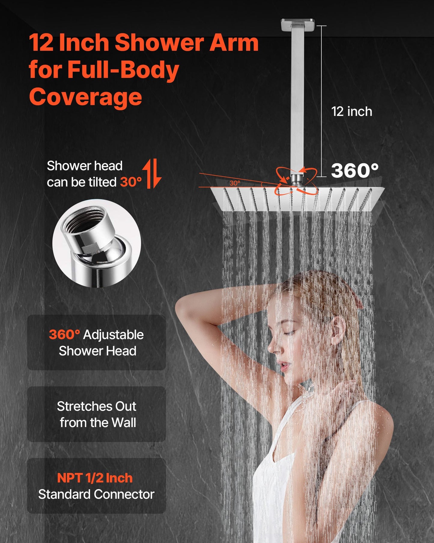 Shower Faucet Set, Rainfall Bathroom Shower System with 12-Inch Square Rain Shower Head and Handheld Spray, Ceiling Mount Bath Fixtures with Brass Valve and Trim Kit, Brushed Nickel