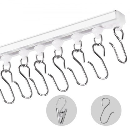Ceiling Curtain Track Set, 9.9 FT/3 Meter, Self Adhesive, No Drill Ceiling Track System for Curtains, Room Divider Curtain Track Ceiling Mounted for Living Room with Hooks and Hardware, White
