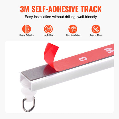 Takgardinskena set 9,9 FT/3 meter självhäftande rumsavdelare Vit