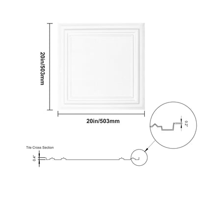 Deckenplatten 48er-Pack 20 x 20 aus Polystyrol Einfache Montage Kleben