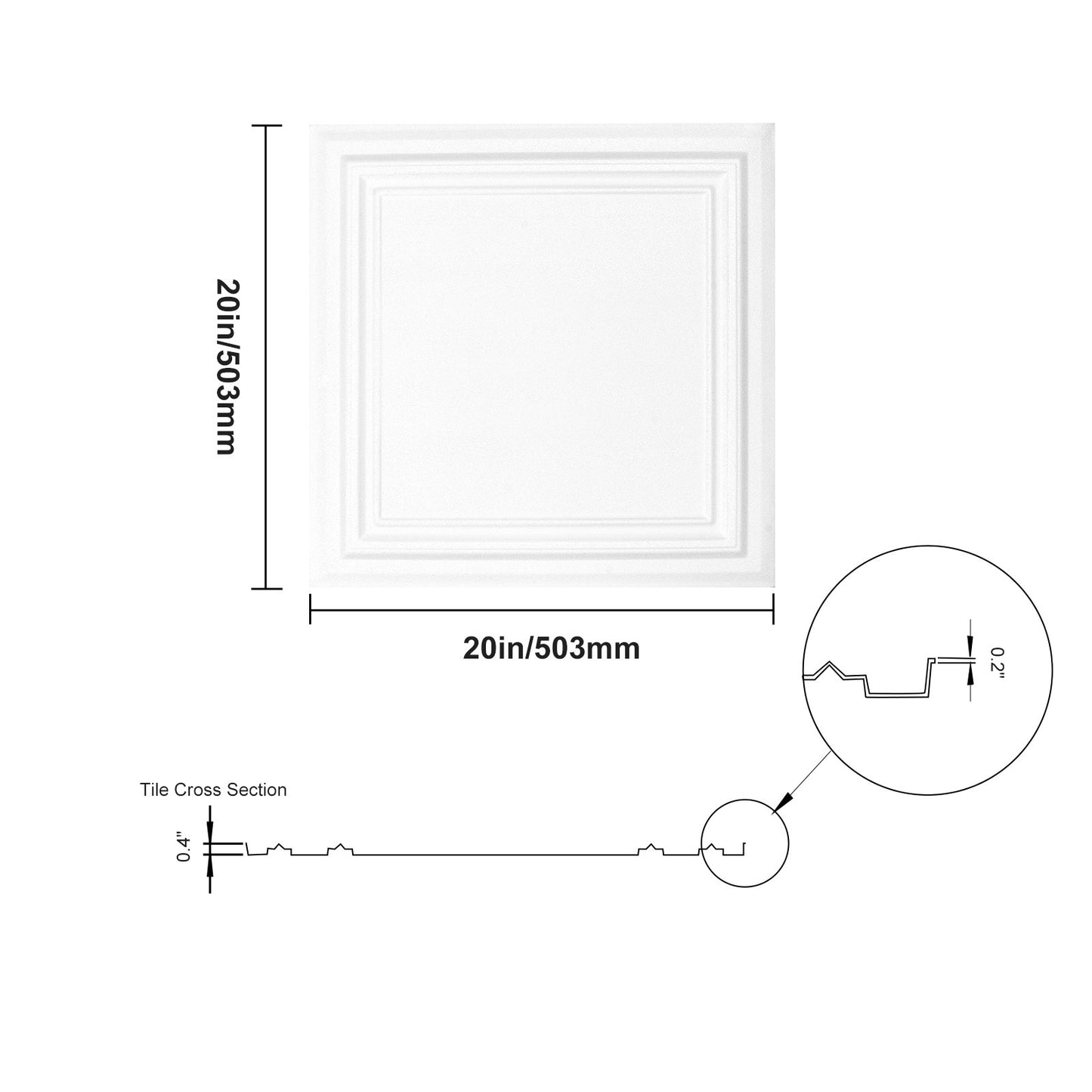 Deckenplatten 96er-Pack 20 x 20 aus Polystyrol Einfache Montage Kleben
