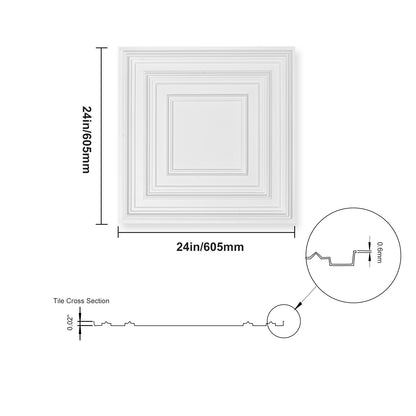 Takplattor 12-pack 24 x 24 i PVC Enkel installation Vit stiftmönster