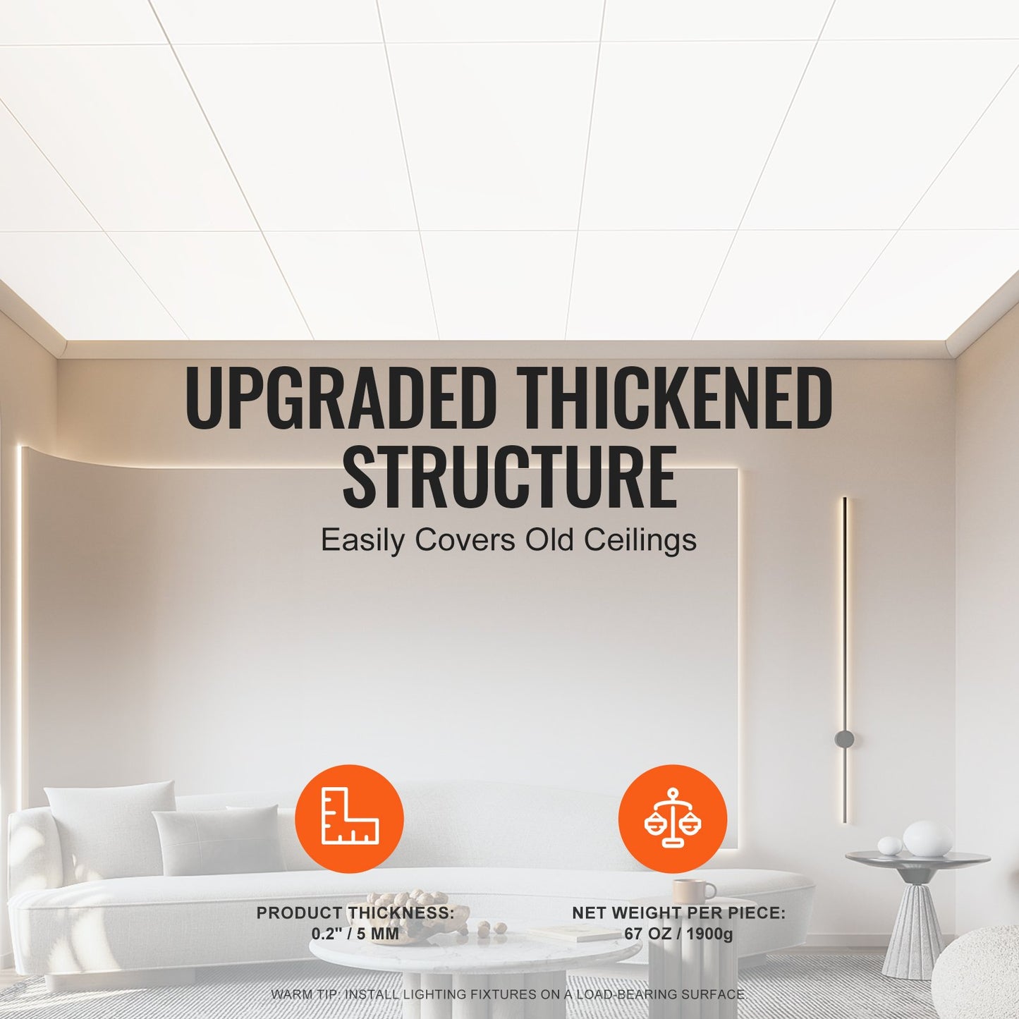 Deckenplatten 10er-Pack 24 x 24 Zoll PVC-Schaum Feuerbeständig Glatt Weiß