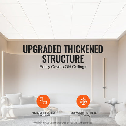 Takplattor 12-pack 24 x 24 i PVC-skum Brandklassad Slät Vit