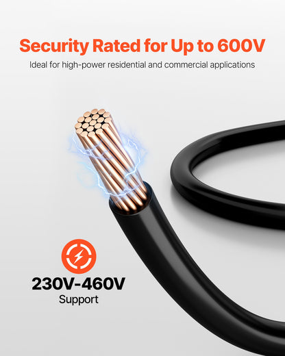12 AWG THHN Wire, 19-Stranded, 100% OFC Copper Electrical Building Wire with Nylon Jacket, Rated for Up to 600 Volts, for Indoor Outdoor Use, Commercial, Industrial, Residential, Black (100 ft)