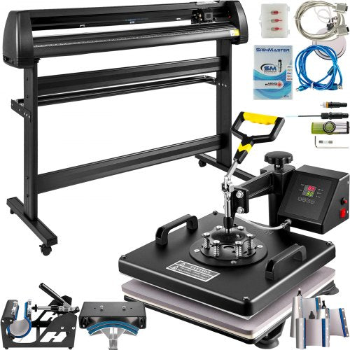 8 In 1 Heat Press Sublimation Machine & 53" Vinyl Cutter Cutting Plotter