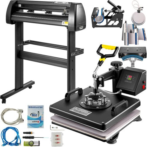 8 In 1 Heat Press Sublimation Machine & 28" Vinyl Cutter Cutting Plotter