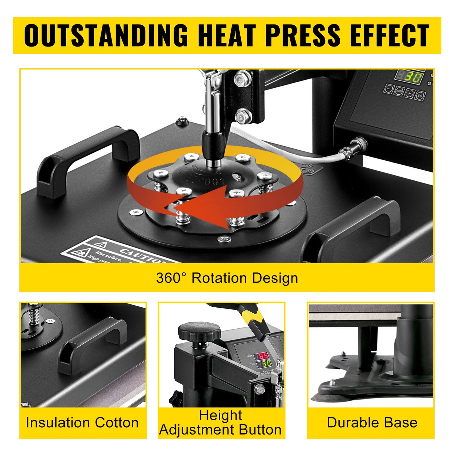 5 in1 Heat Press 15"x15" Vinyl Cutter Plotter 53" USB Port Sticker Print DIY