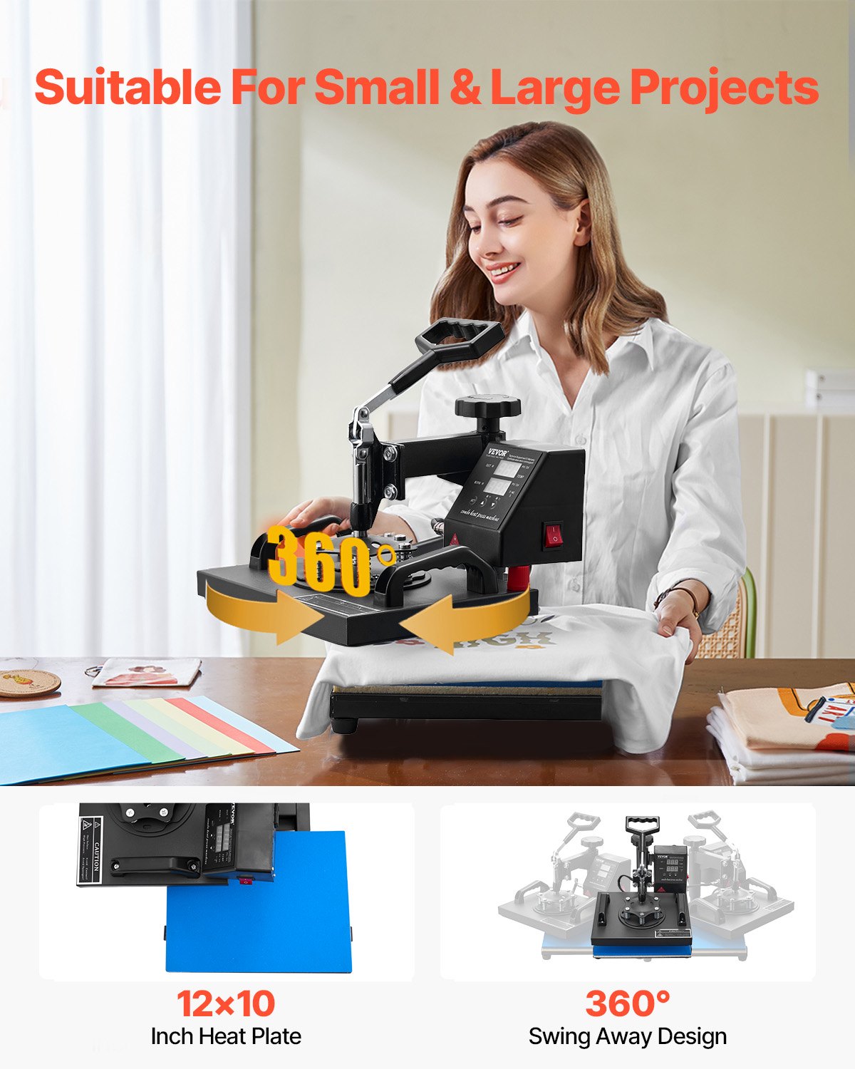 Heat Press, 12x10Inch T-Shirt Press Machine, T-shirt Press Heat Press 30x23cm Printing Machine Heat Transfer Sublimation Machine for T-shirts