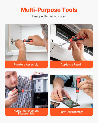Screwdriver Set, 13 in 1 Magnetic Multi Bit Mini Nut Driver Set, Phillips, Flat Head, Torx, Square Bits for Men, Manual Precision Repair Tool Kit for Sockets, Furniture, Home Appliances, Cars