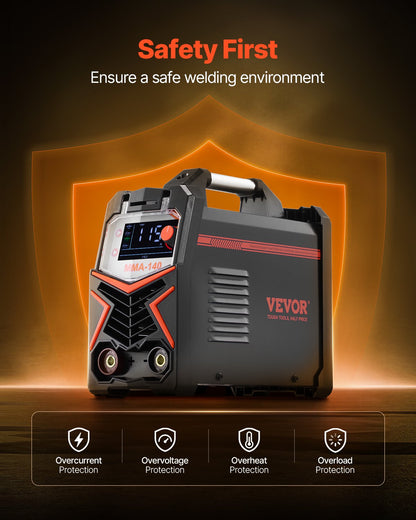 MMA Welder, 140A 4-in-1 Welding Machine - MMA (Stick)/DC Pulse MMA/DC Pulse TIG/Lift TIG, 110 & 220V Dual Voltage Electric Welder with LED Display, Synergic Control, IGBT Inverter Hot Start