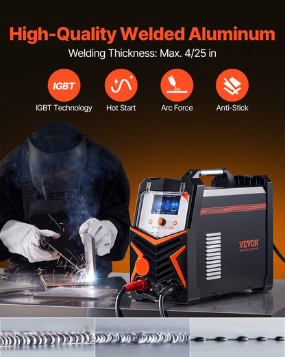 TIG Welder, 200A 6-In-1 Aluminum Welding Machine (LED Display) - AC TIG/DC TIG/AC Pulse TIG/DC Pulse TIG/Spot TIG/MMA(Stick), 110&220V Dual Voltage Electric Welder with Synergic Control IGBT