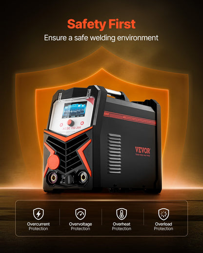 TIG Welder, 200A 6-In-1 Aluminum Welding Machine (LED Display) - AC TIG/DC TIG/AC Pulse TIG/DC Pulse TIG/Spot TIG/MMA(Stick), 110&220V Dual Voltage Electric Welder with Synergic Control IGBT