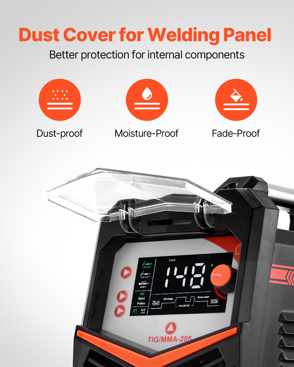 TIG Welder, 205A 3-In-1 Welding Machine (Large LED Display)- DC TIG/DC Pulse TIG/MMA(Stick), 110&220V Dual Voltage Electric Welder with IGBT Inverter High-Frequency Start