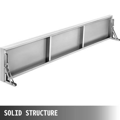 Concession Shelf 70.8L x 11.4W Inch with Stainless Steel Frame and Surface Board for Food Trailer Serving Window